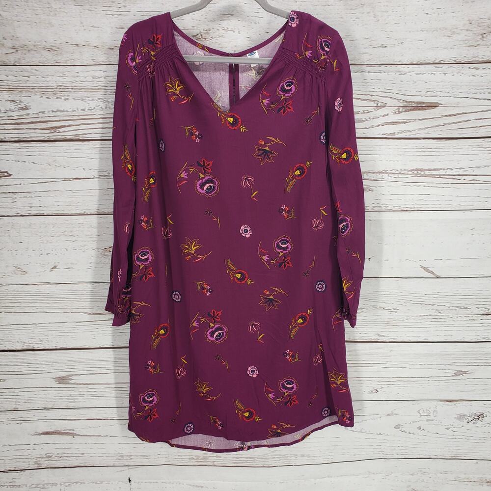 Old Navy New Womens Purple Floral Long Sleeve Dress Size Small Petite